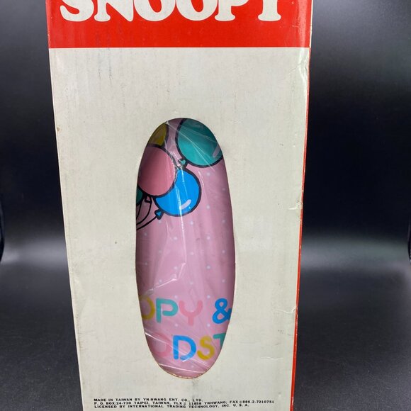 Vintage 1965 Peanuts Snoopy and Woodstock Thermos Vacuum Flask Pastel Pink VTG - Picture 2 of 12